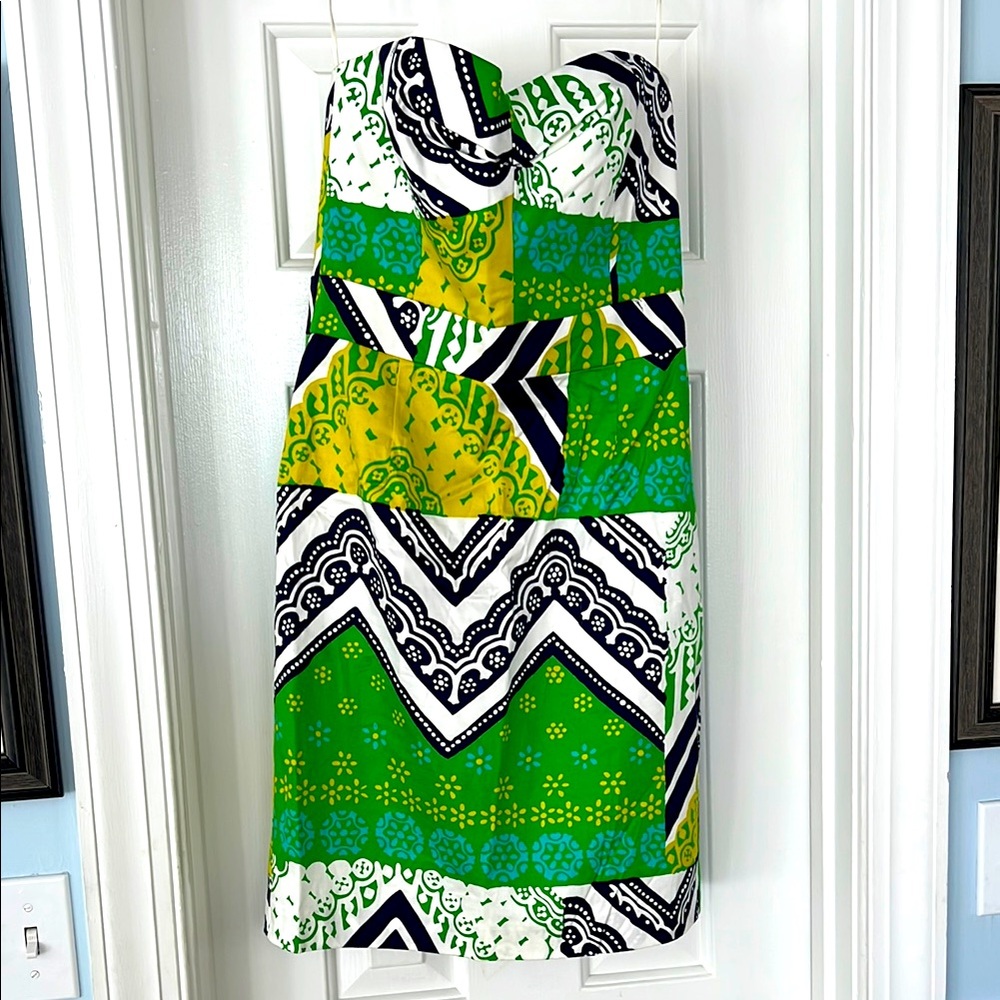 Trina Turk Green and Yellow Strapless Dress - NWT